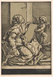 Sibyl Holding a Tablet with a Winged Putto