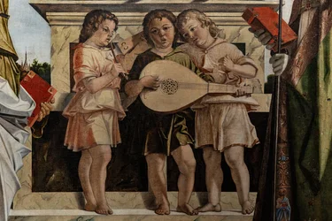 Enthroned Madonna with Infant Jesus among Saints (detail)