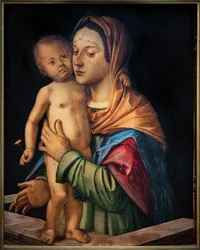 Madonna with Infant Jesus Standing on a Balustrade