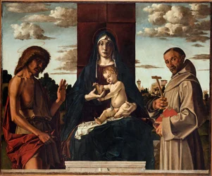 Virgin and Child with Saints Francis and John the Baptist by Bartolomeo Montagna (1449-1523). Oil on wood, size: 148x180, ca 1485, Fondazione Cini, Venice