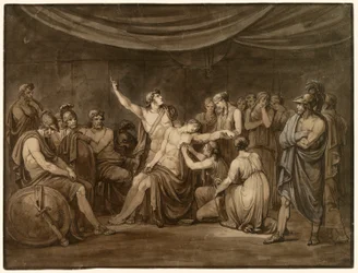 Achilles Swears an Oath to Avenge the Dead Patroclus, Killed by Hector
