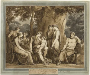 Calypso Watches Telemachus with Cupid on His Knee, While Mentor Watches in Anger, from The Adventures of Telemachus, Book 7