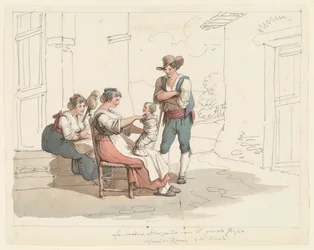 Family Scene with a Mother and Child, illustration for "Roman Costumes and Customs"