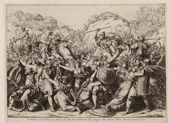 The Sabine women make peace between their army and that of Rome