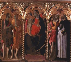 Triptych: Madonna and Child (central panel) with St. John the Baptist, St. Mary Magdalene, St. Christopher and St. Dominic