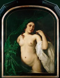 Nude Woman Lifting a Curtain