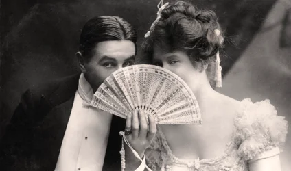 Billie Burke and Farren Soutar in a Scene from The Belle of Mayfair