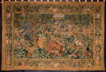 Hunting scene. Tapestry made in the manufactures of Brussels