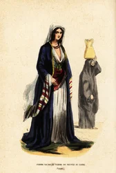 Rich woman and woman of the people, Cairo, Egypt