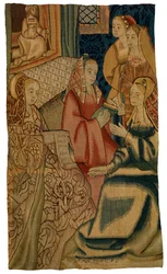 Tapestry Fragment Depicting Five Ladies, Possibly Made in Brussels, Belgium, c.1500