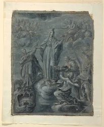 Recto: Coronation of the Virgin, ca. 1630