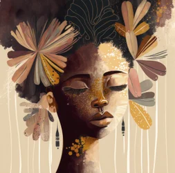 Golden Floral Afro Beauty