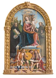 Madonna with child, saints and angels