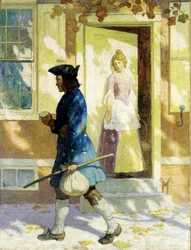 The Arrival of Benjamin Franklin (1706-1790) Young in Philadelphia Seeking Employment, Painting by Newell Convers (NC) Wyeth