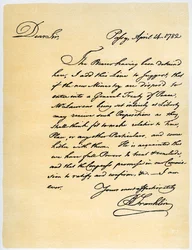 Letter from Benjamin Franklin to David Hartley MP, 14th April 1782