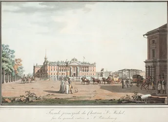 View of the Michael Palace and the Connetable Square in St. Petersburg, 1800