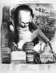 Victor Hugo (1802 - 1885), French writer, Caricature by Benjamin