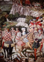 The Procession of the Magi, detail of the Knight with a leopard in the Procession of Melchior, c.1460 (detail)