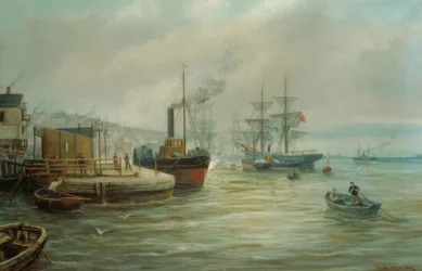 A Paddle Steamer and Other Shipping