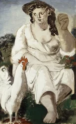Peasant Girl and White Cockerel