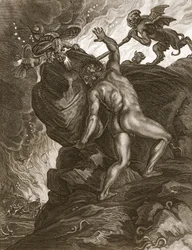 Sisyphus Pushing His Stone up a Mountain