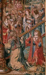 Flemish tapestry. Series The Honours. Faith. First tapestry in the series. Model Cartoonists from the circle of Bernard van Orley and Jan Gossaert. Manufacture Pieter van Aelst, Brussels. Ca 1550