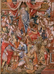 Flemish Tapestry. Series The Honours; Nobility. Fourth Tapestry in the Series. Model Cartoonists from the Circle of Bernard van Orley and Jan Gossaert. Manufacture Pieter van Aelst, Brussels. Ca 1550. Fabric Gold, Silver, Silk and Wool.
