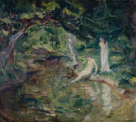 Couple Bathing in the Forest