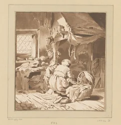 Peasant Interior with Two Women