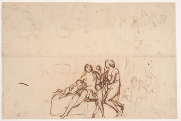 Various drafts including relief "Adam and Eve" 1838 and "Atalanta" relief: Villa Torlonia 1837