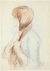 Girl Plaiting her Hair