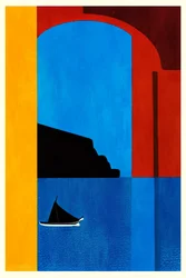 Mediterranean Blue Sailboat