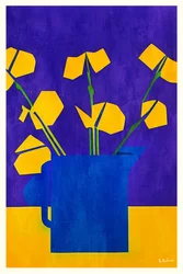 Yellow Flowers Blue Pitcher