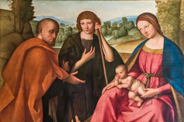 Adoration of the Shepherds Madonna with Infant Jesus and two shepherds (detail)