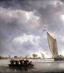 Builders Repairing a House by a River