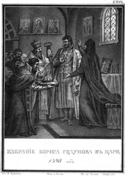 The Election of Boris Godunov to the Tsar. From Illustrated Karamzin