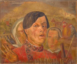 Self-portrait with the cock and the hen, c. 1924