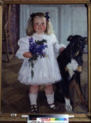 Portrait Of The Daughter Irina With The Dog Shumka