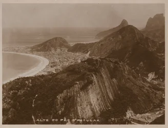 View from the summit of Sugarloaf Mountain, Rio de Janeiro (black and white photo)