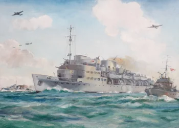HMS Prins Albert en Route to Dieppe Carrying No 4 Commando