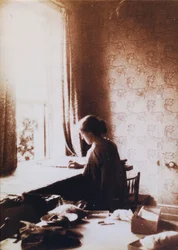 May Morris at work, early 1890s