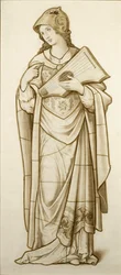 Muse of Lyric Poetry - Cartoon for Stained Glass, c.1890
