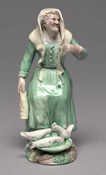 Old Woman Feeding Chickens, Staffordshire Factory, c.1770