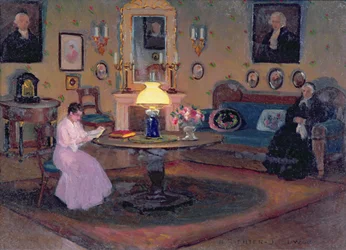 Girl Reading to her Grandmother
