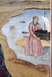 Close Up of Fresco Detail in Church of Nativity of Virgin, Rila Monastery, Bulgaria