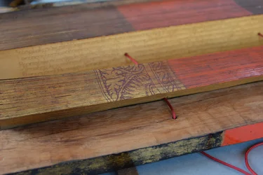 Burmese Palm Leaf Manuscript (wood and parchment)