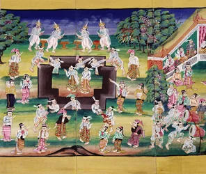 Merit Making Scene, Page from a Manuscript