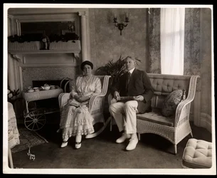 Portrait of Mr. and Mrs. Howard Seated in Their Home at 200 5th Avenue, New York