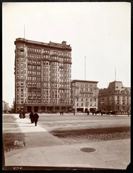 The Hotel Savoy at 59th Street and 5th Avenue, View from the Entrance to Central Park, New York, 1898