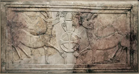 Decorated chancel screen from a Byzantine church in the Hebron hills